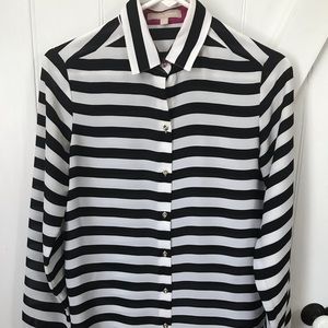 Banana Republic black and white striped button up.